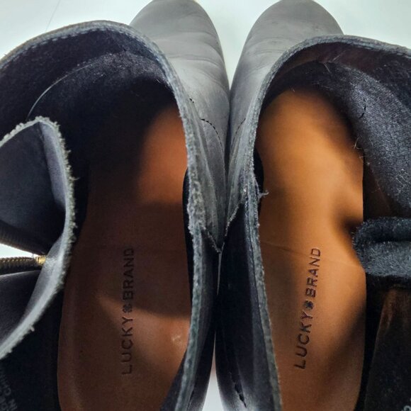 Lucky Brand Size 9 Black Leather Blandre Ankle Booties Boots Low Block Heel - Picture 8 of 10